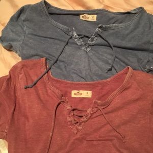 Hollister lace up t shirts